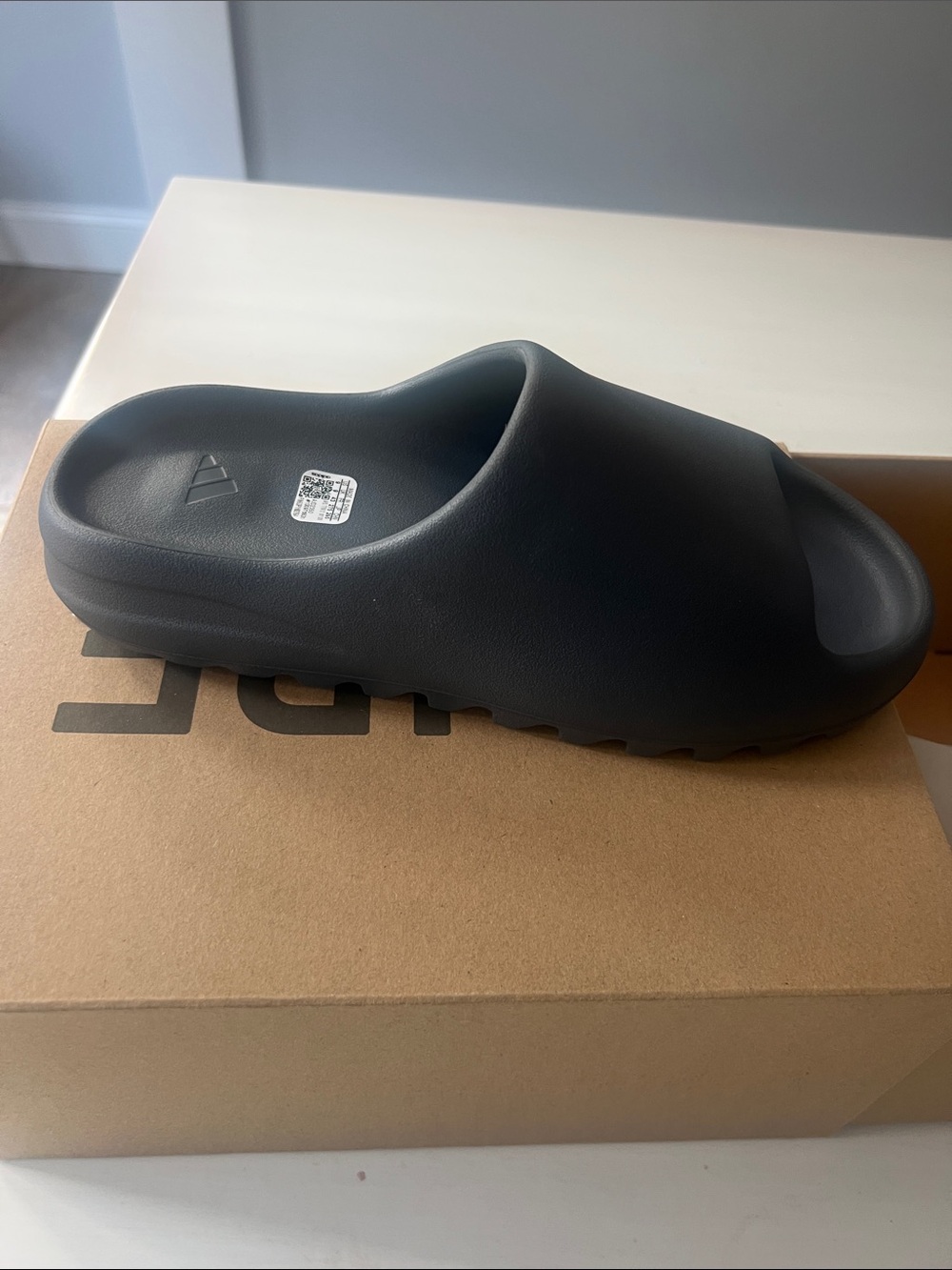 Brand new Yeezy slides size 9 Black Sandal. Slate gray.